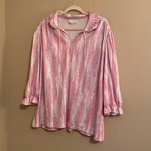 Unique Vintage Women’s Blouse Pastel Colors Ruffles 1X